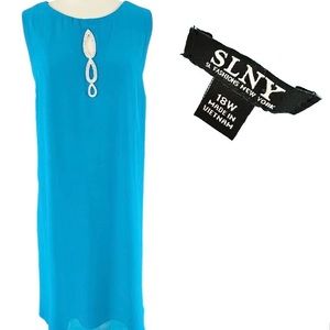 Beautiful Aqua Blue Chiffon Dress Size 18w